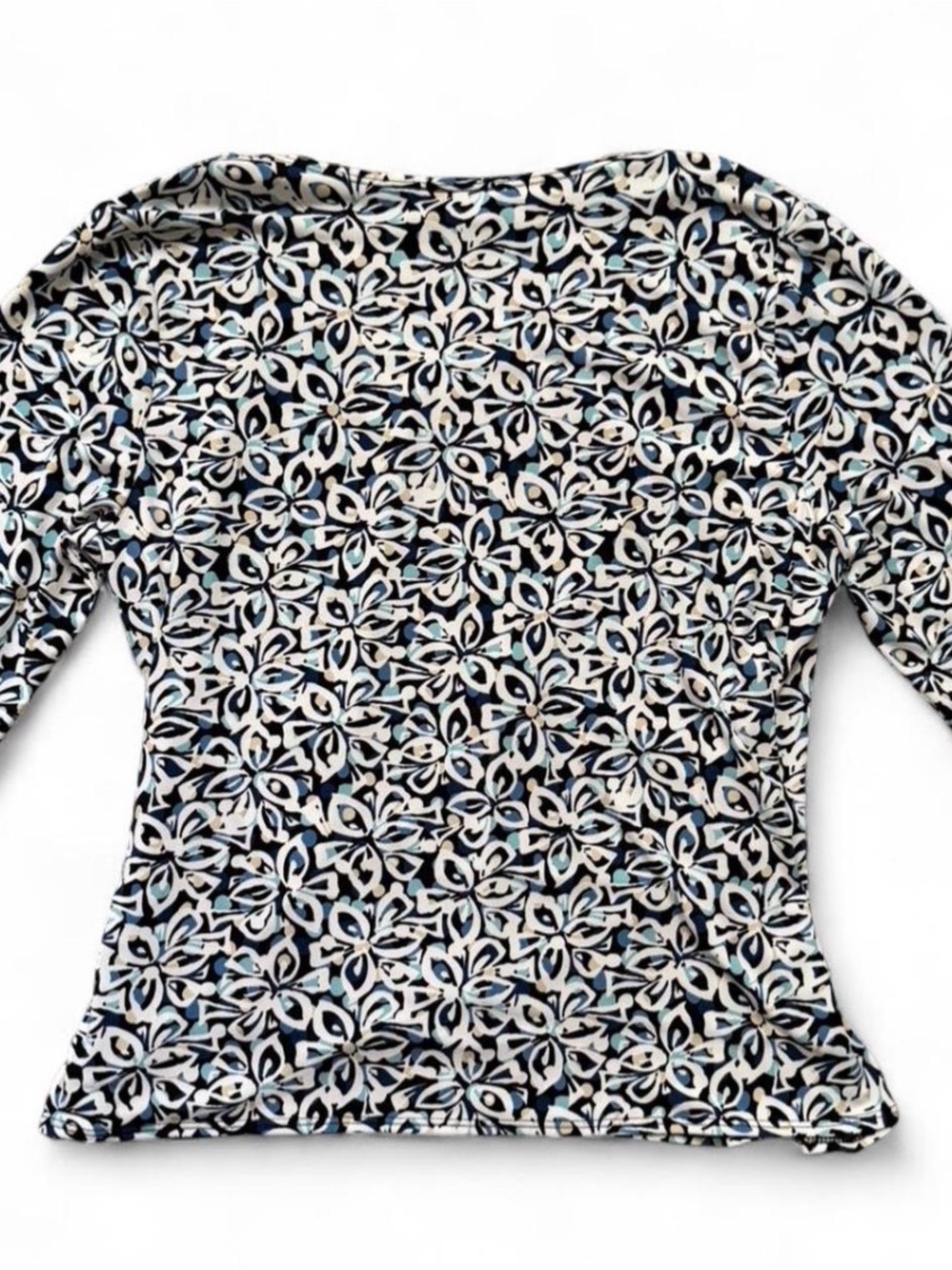 AB Studio Black & Blue Floral V-Neck Wrap Top - Picture 2 of 4